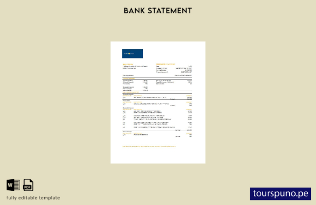 listo para imprimir plantilla de Excel de extracto bancario LCNB de Laos